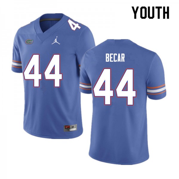 Youth #44 Brandon Becar Florida Gators College Football Jersey Blue